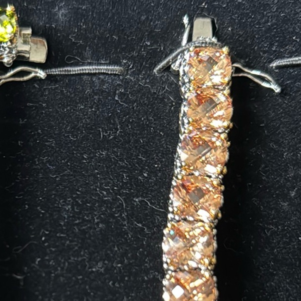 Sparkling Gold and Silver Bracelet Topaz cz stone.  Beautiful signature br by PL - Picture 2 of 5